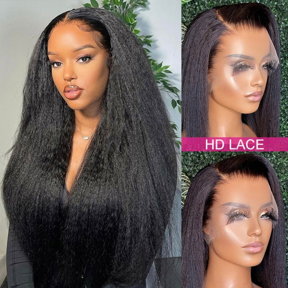 Kinky Straight HD Lace Human Hair Wig – Pre-Bleached Knots | AKISS BEAUTY