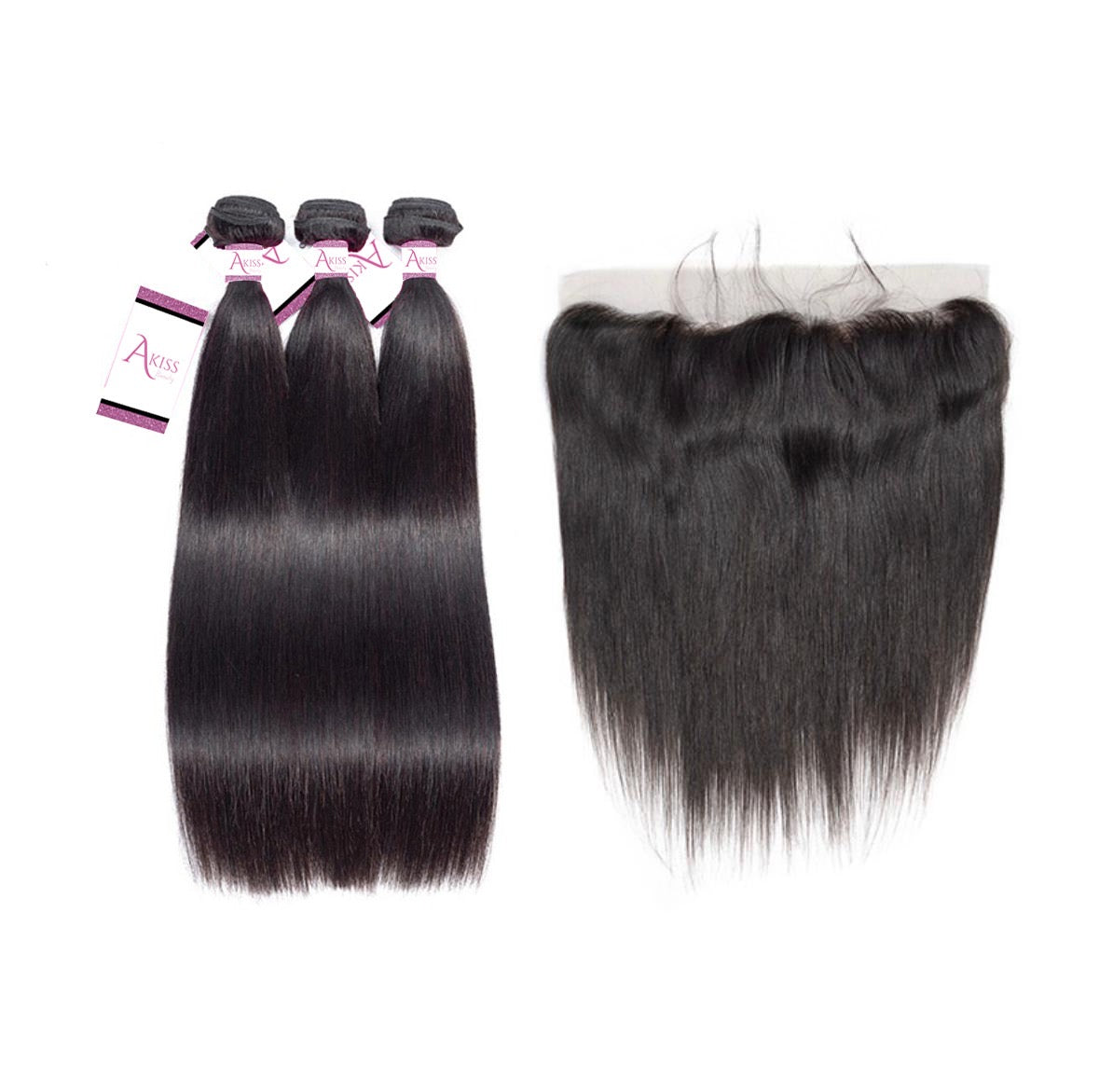 Straight Hair Bundles with Frontal Deal – 100% Virgin Human Hair / AKISS BEAUTY