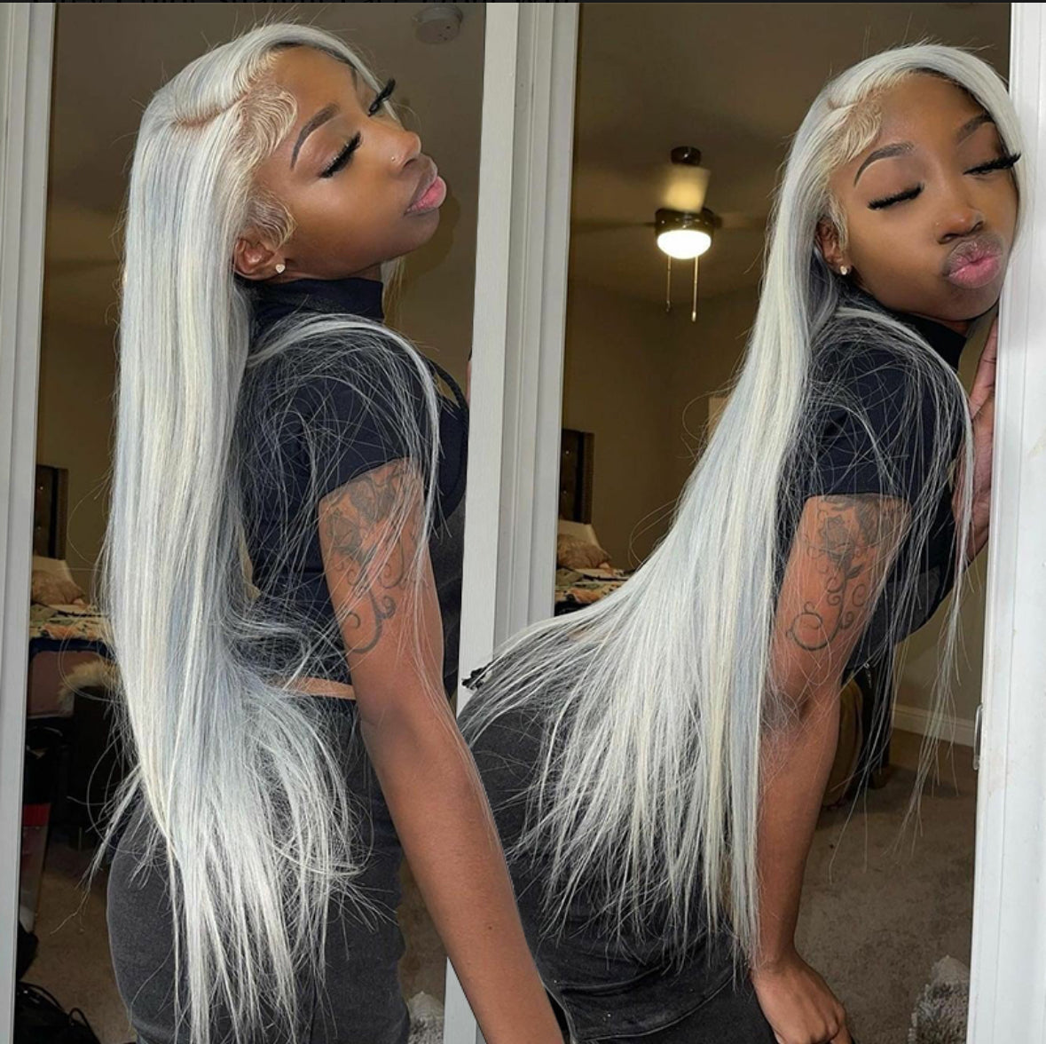 Grey Color Straight Lace Front Wig | AKISS BEAUTY