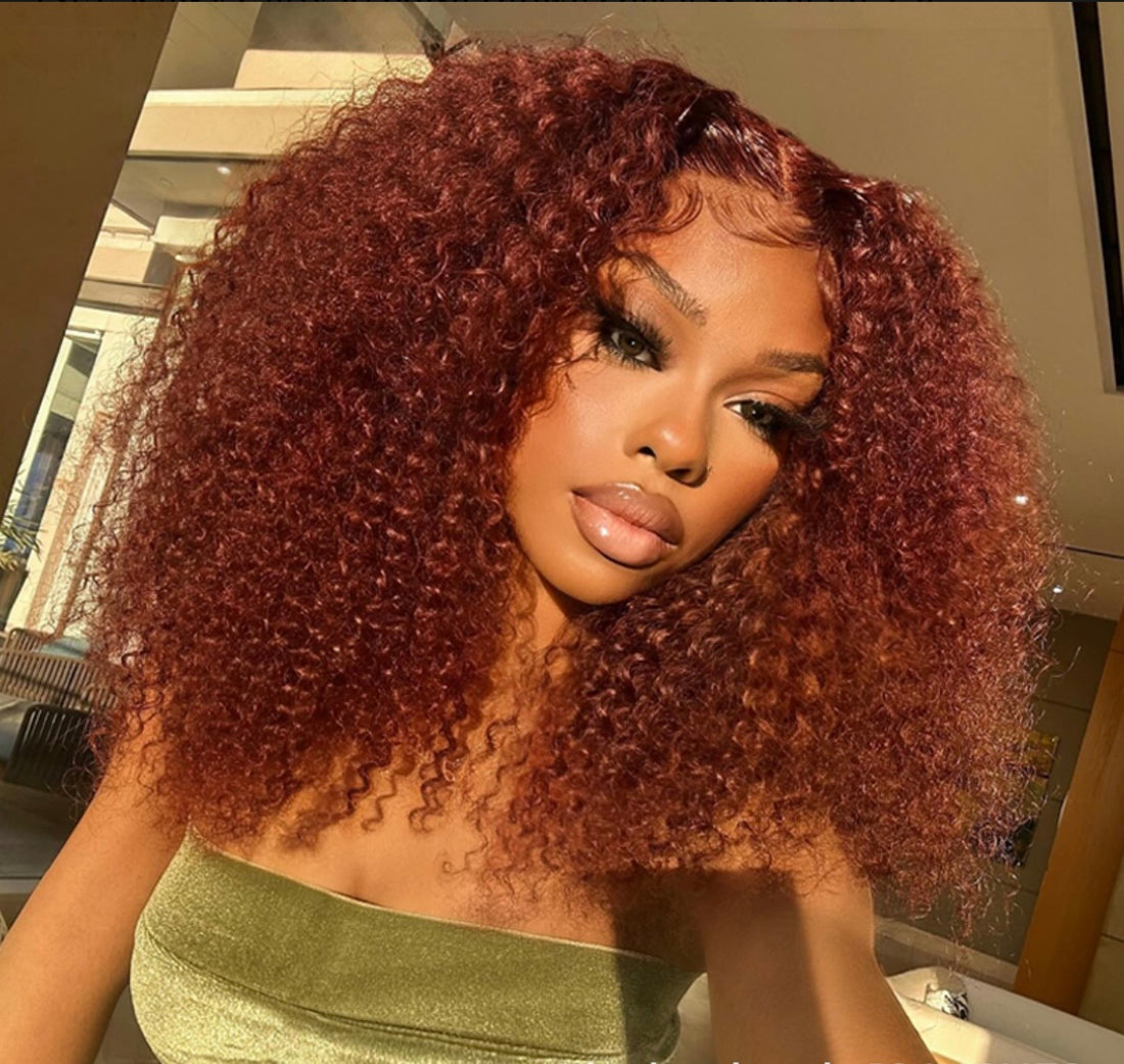 Afro Kinky Curly Reddish Brown Lace Wigs| AKISS BEAUTY