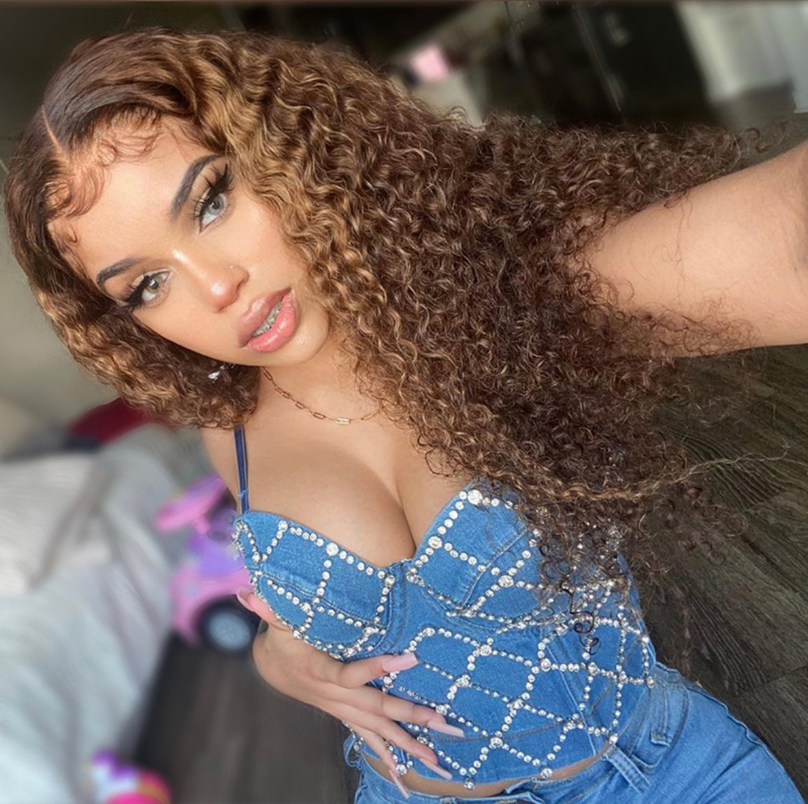 Highlight Kinky Curly Lace Front Wig – Piano Ombre Honey Blonde | AKISS BEAUTY