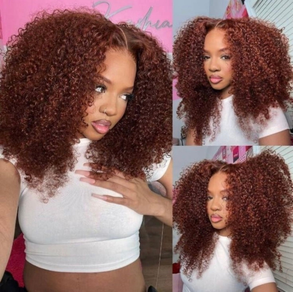 Afro Kinky Curly Reddish Brown Lace Wigs| AKISS BEAUTY