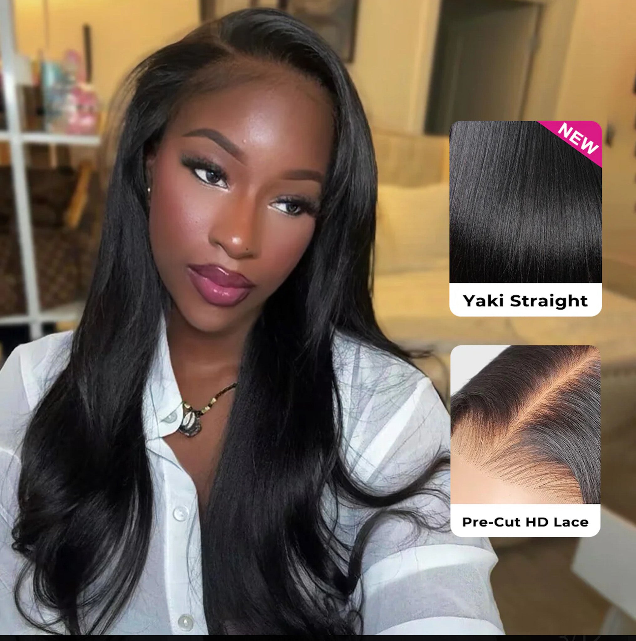 Yaki Straight & Kinky Straight Glueless Wig – Pre-Bleached Tiny Knots | AKISS BEAUTY