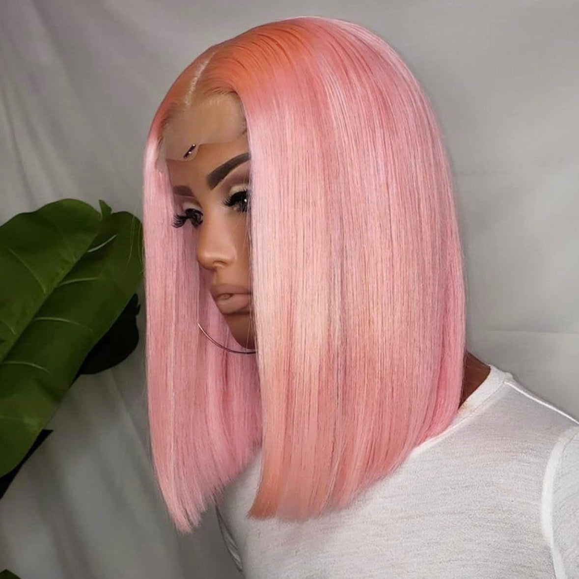 Salmon Pink Color Straight Bob Lace Wig | AKISS BEAUTY