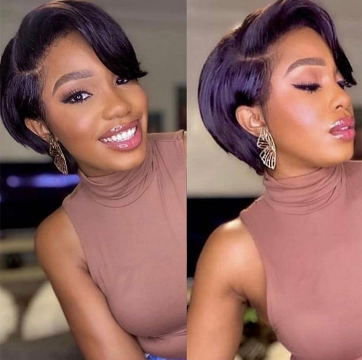 Straight Pixie Haircut 13x4 Bob Lace Wig – Pre-Bleached Knots & Natural Hairline | AKISS BEAUTY