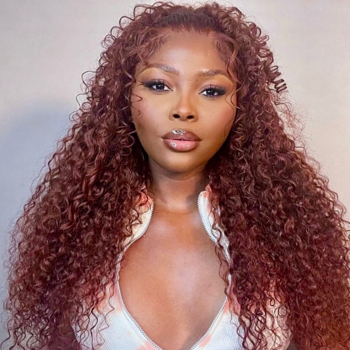 Deep Curly Reddish Brown Lace Wig | AKISS BEAUTY