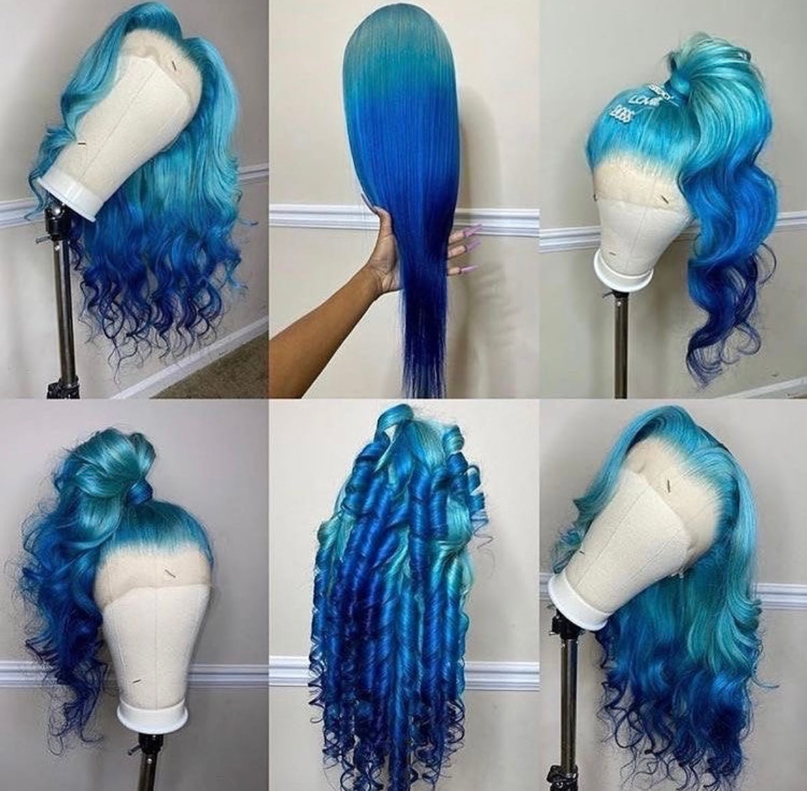 Baby Blue Ombre Straight Lace Front Wig | 100% Virgin Human Hair – AKISS BEAUTY