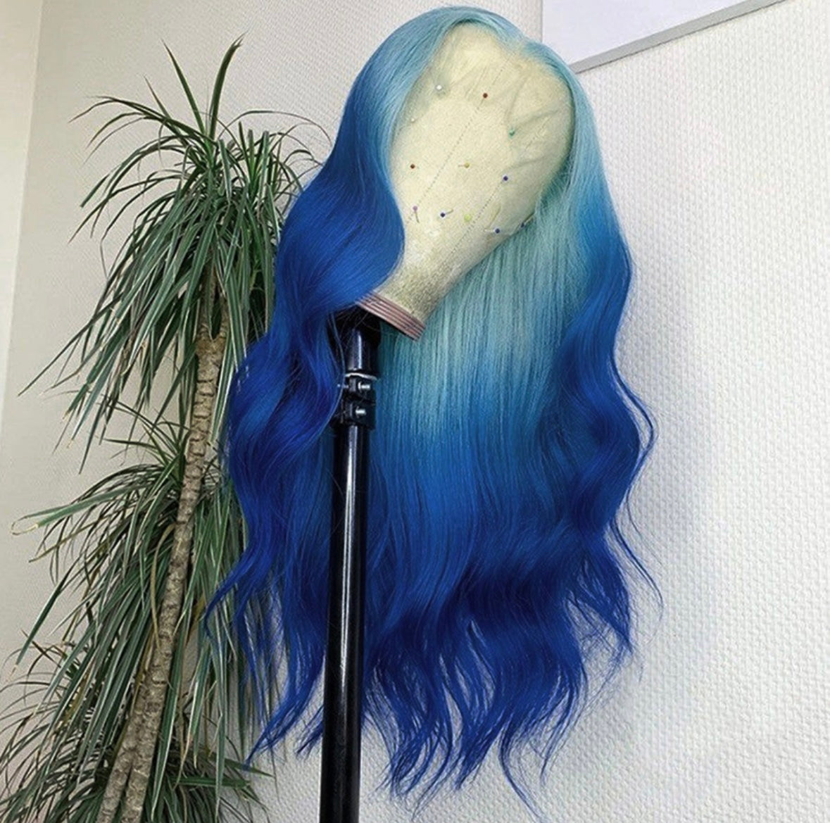 Baby Blue Ombre Straight Lace Front Wig | 100% Virgin Human Hair – AKISS BEAUTY