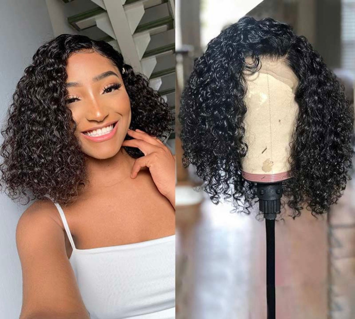 Deep Curly Bob Wig with Bouncy Curls – Pre-Bleached Knots & Natural Hairline | AKISS BEAUTY