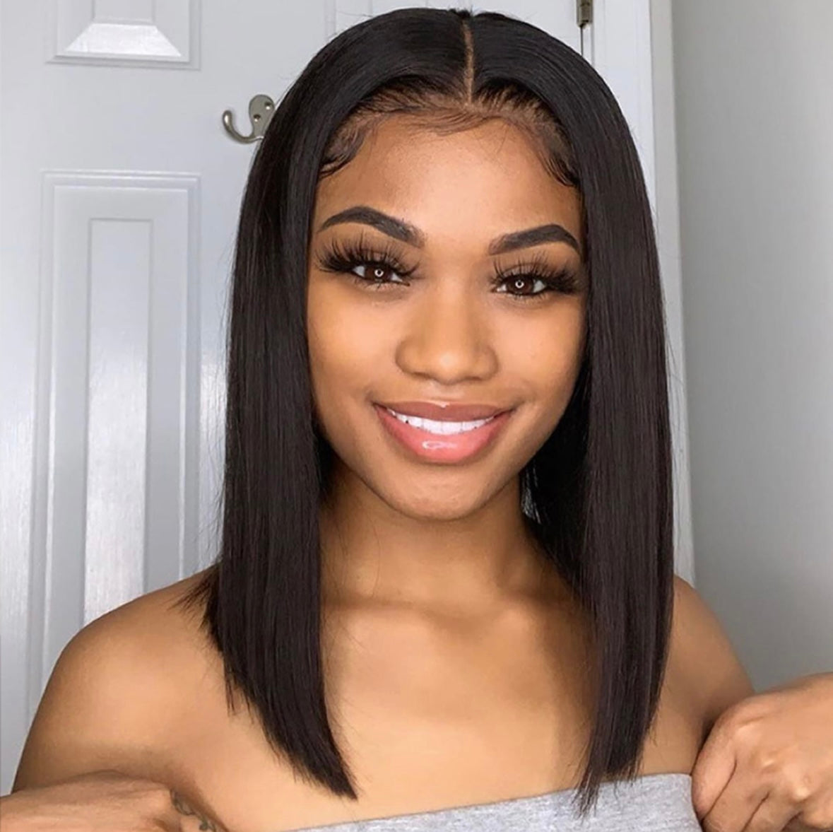 Silky Straight Bob Lace Front Wig – Pre-Bleached Knots & Natural Hairline | AKISS BEAUTY