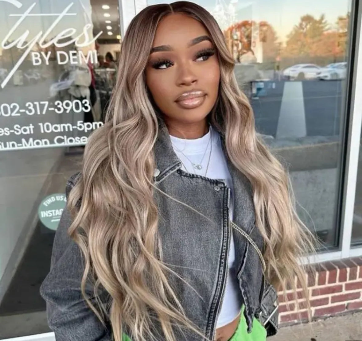Ash Blonde Balayage Highlight Straight Lace Front Wig 13x4 | AKISS BEAUTY