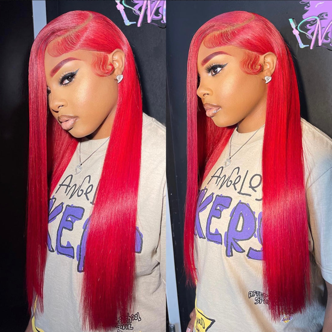 Red Color Straight Lace Front Wig | AKISS BEAUTY