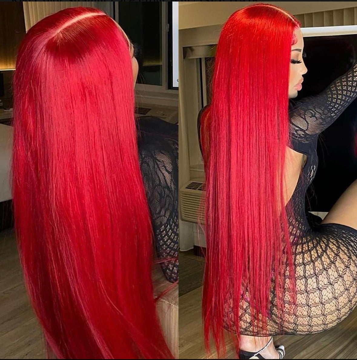 Red Color Straight Lace Front Wig | AKISS BEAUTY