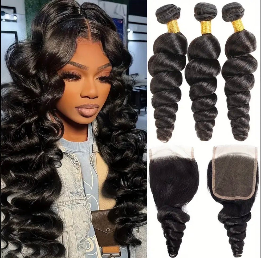 Loose Deep Wave Bundles with Closure – Soft, Shiny & 100% Virgin Human Hair | AKISS BEAUTY