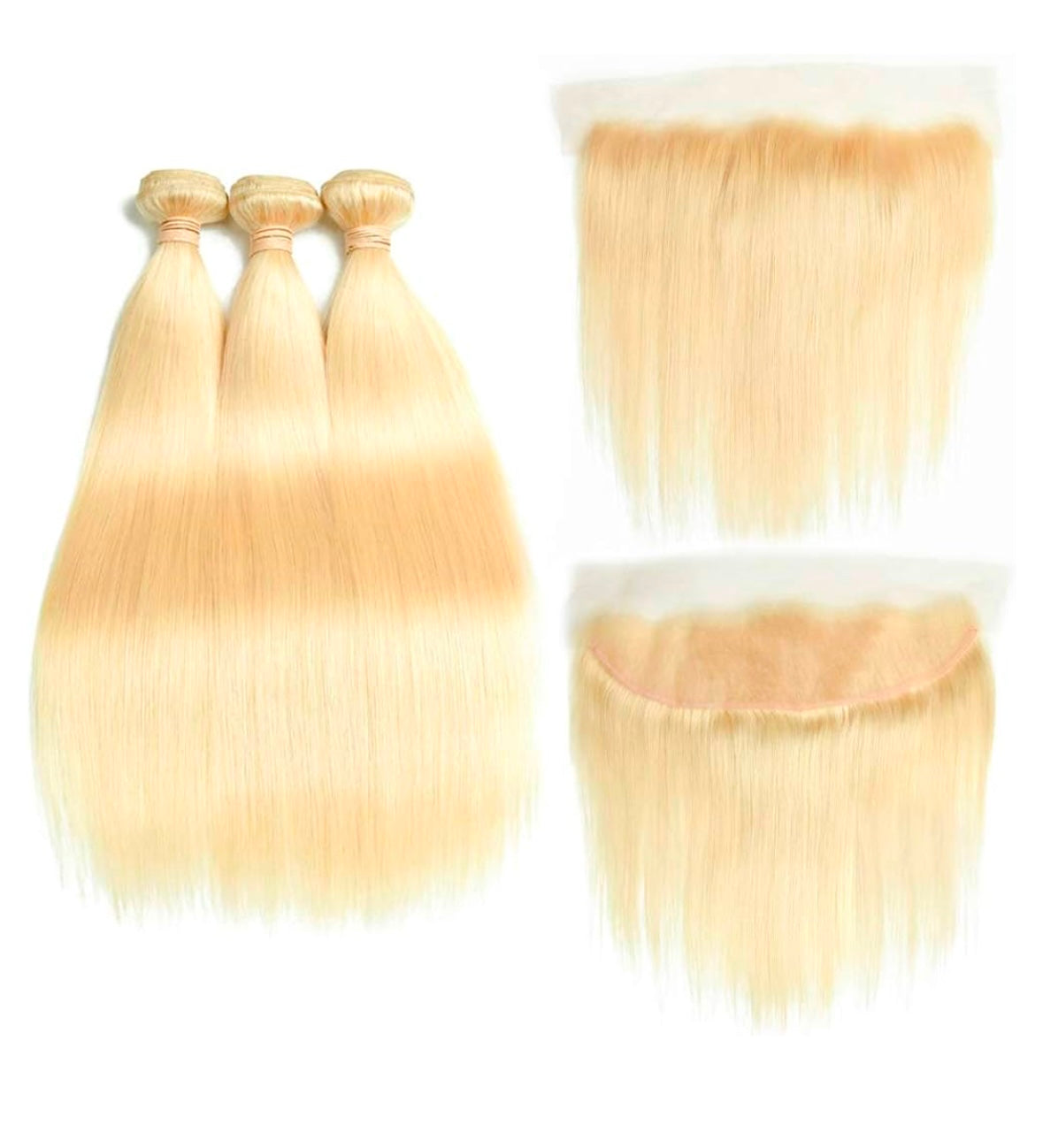 613 Blonde Straight Bundles with Frontal – 100% Virgin Human Hair / AKISS BEAUTY
