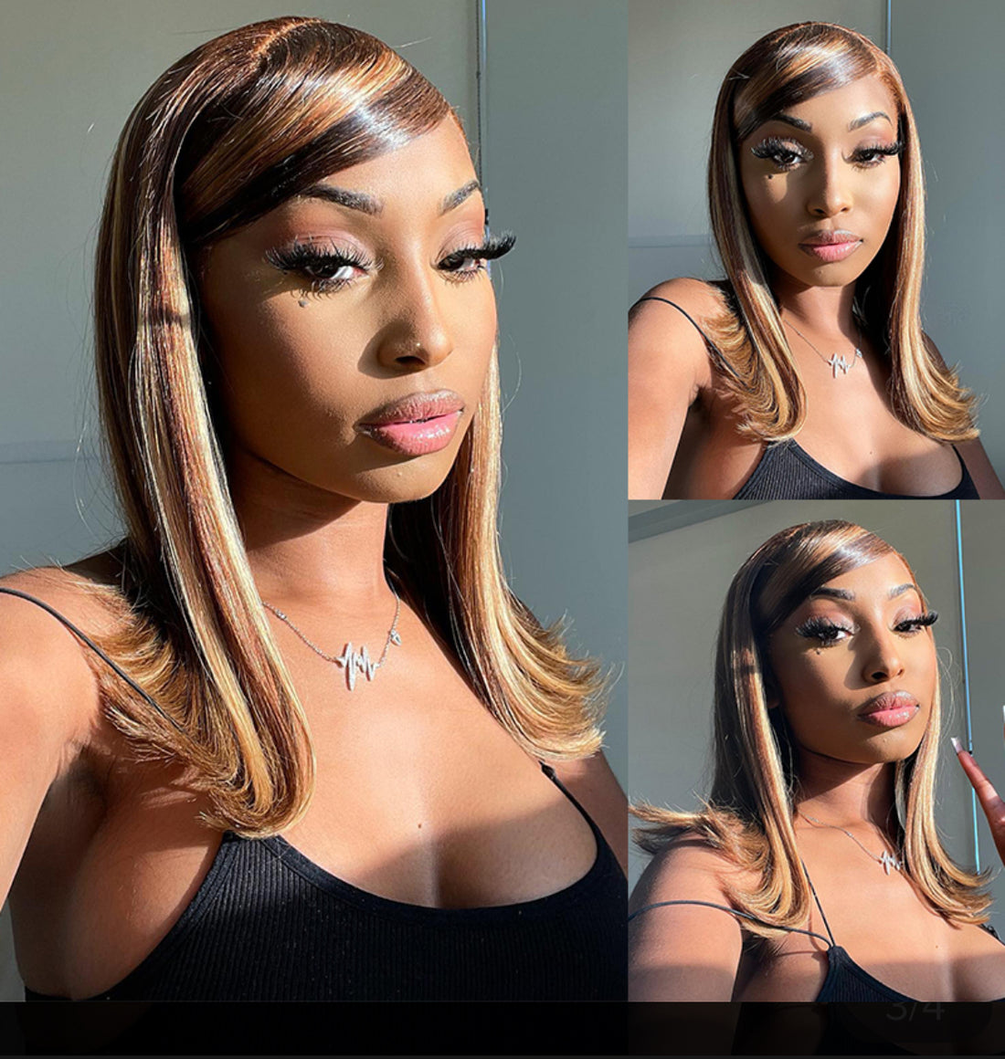 Highlight Straight Bob Lace Front Human Hair Wig Pre Plucked | AKISS BEAUTY