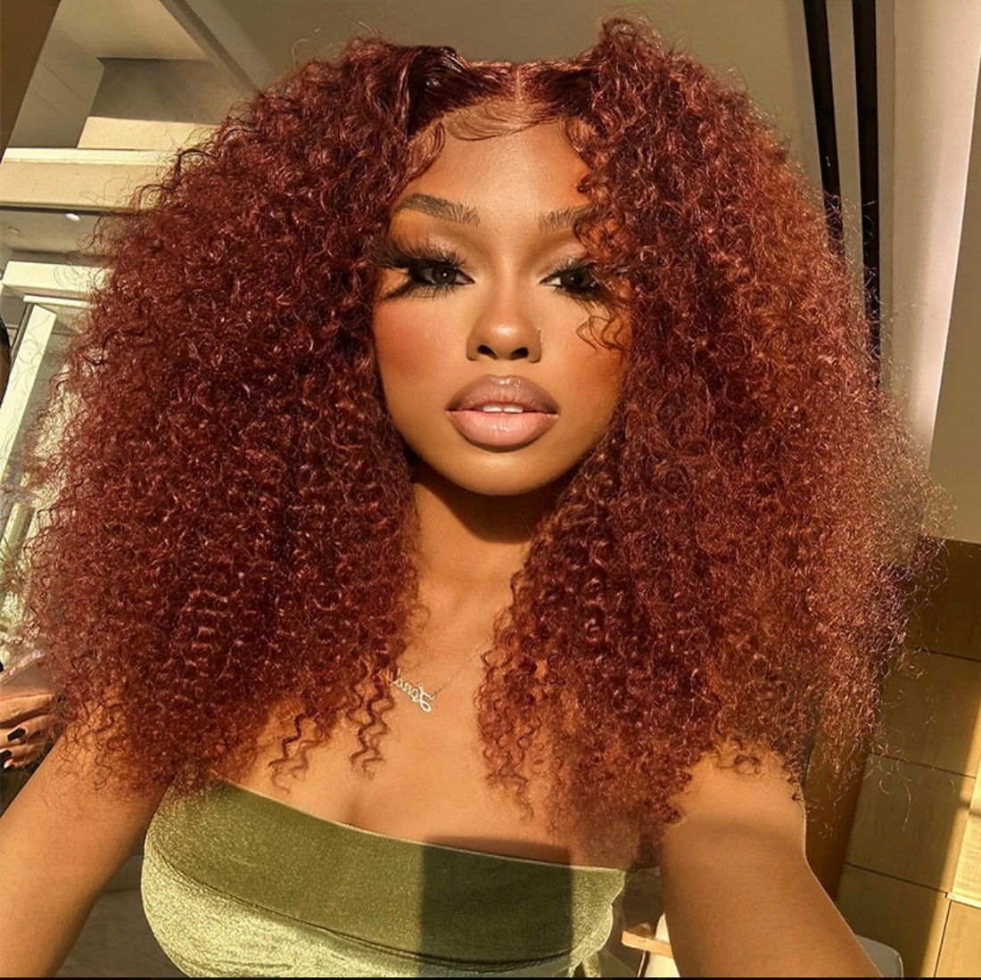 Afro Kinky Curly Reddish Brown Lace Wigs| AKISS BEAUTY