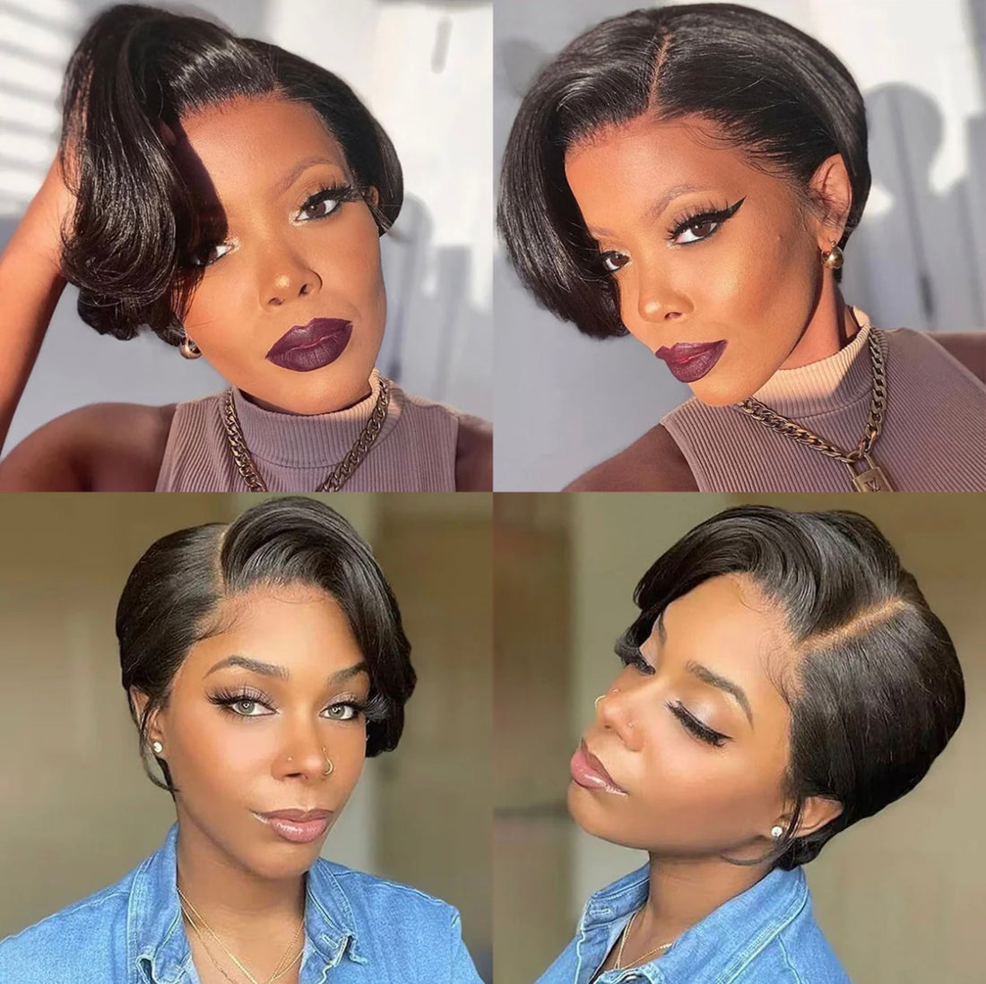 Straight Pixie Haircut 13x4 Bob Lace Wig β Pre-Bleached Knots & Natural Hairline | AKISS BEAUTY