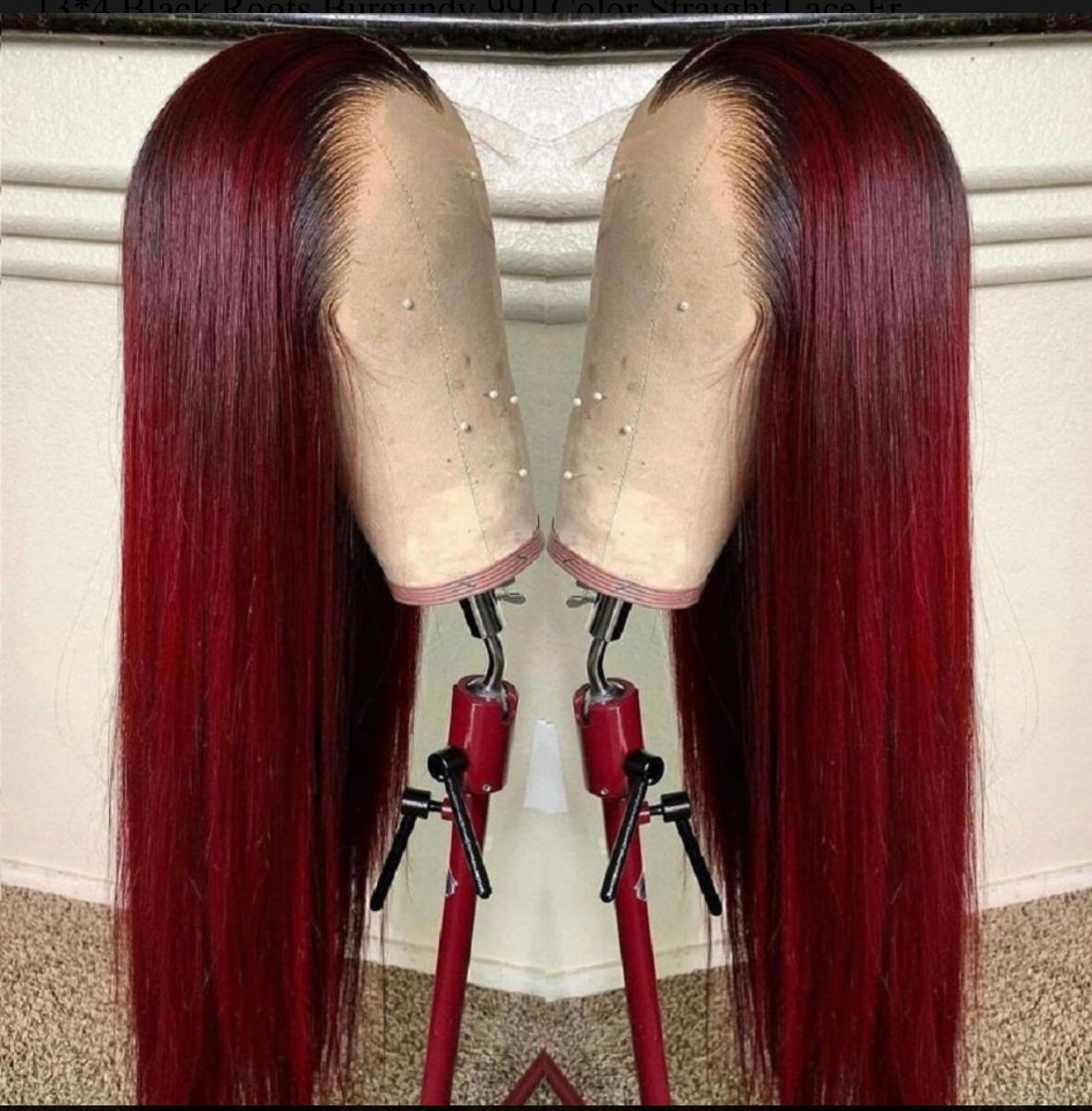 Straight Burgundy 99J Black Roots Lace Front Wig | AKISS BEAUTY