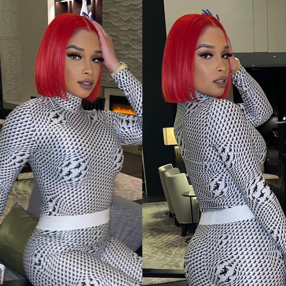 Cherry Red Straight Short Bob Lace Wig | AKISS BEAUTY