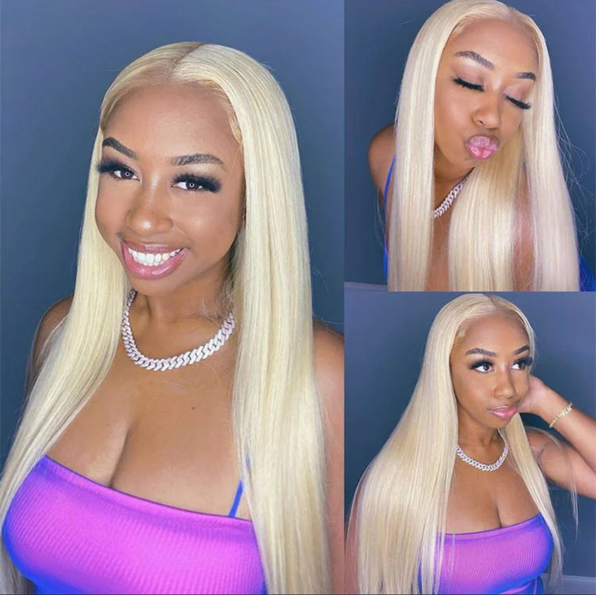 Perruque Lace Front 13x4 Cheveux Raides Blonds 613 – 100% Cheveux Humains