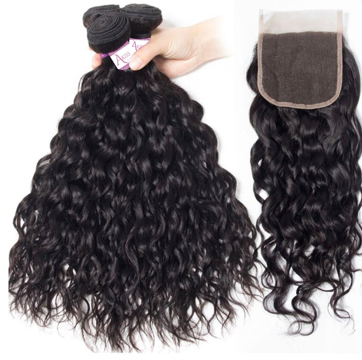 Water Wave Bundles with Closure Deal – 100% Virgin Human Hair | AKISS BEAUTY