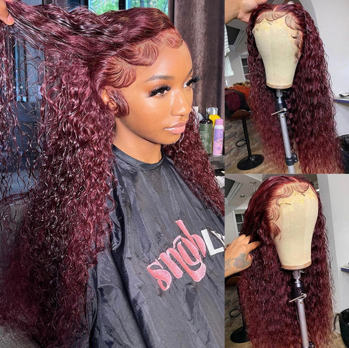 Burgundy 99J Deep Curly Lace Front Wig | AKISS BEAUTY