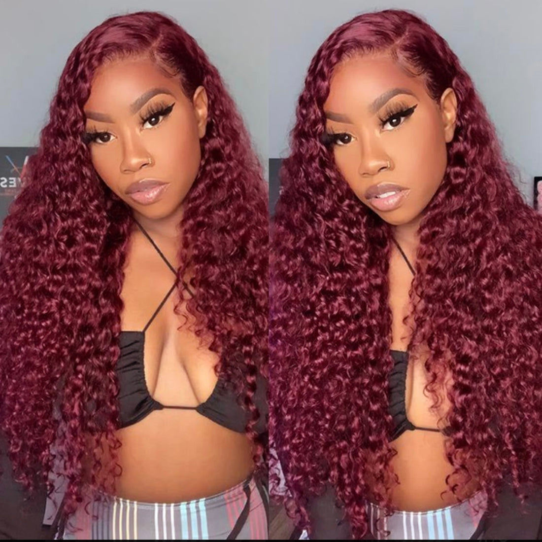 Burgundy 99J Deep Curly Lace Front Wig | AKISS BEAUTY