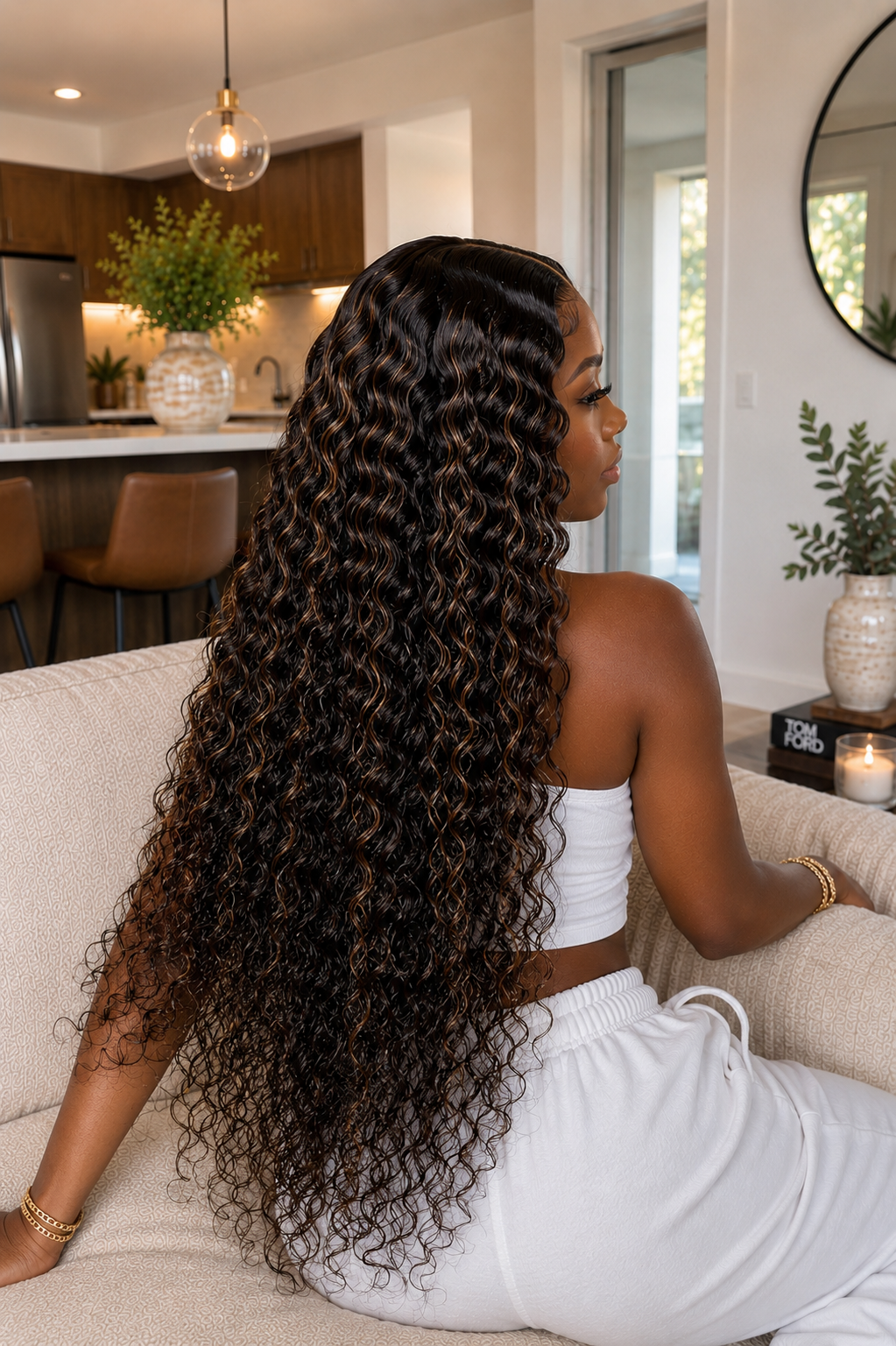 Perruque brune ondulée et méchée | AKISS BEAUTY 