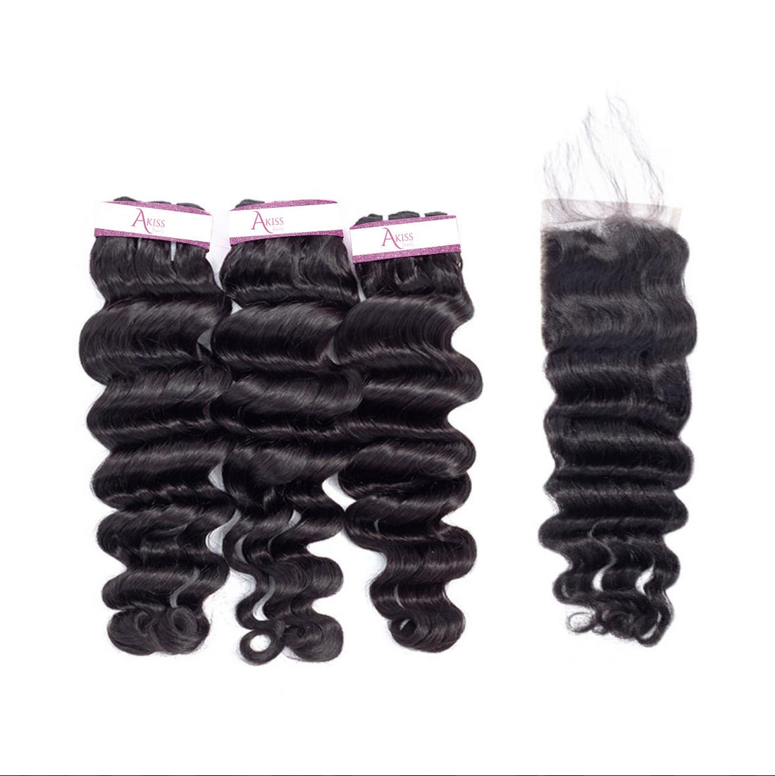 Hollywood Wave Bundles with Closure Deal – 100% Virgin Human Hair / AKISS BEAUTY
