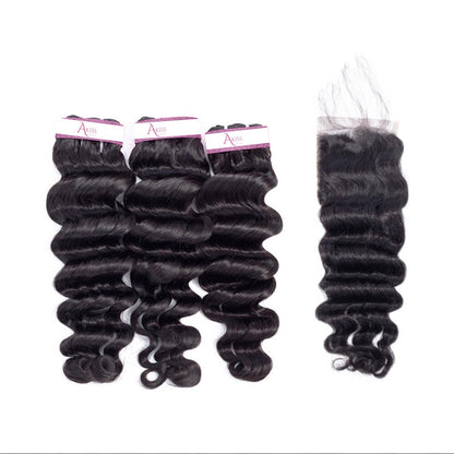 Hollywood Wave Bundles with Closure Deal – 100% Virgin Human Hair / AKISS BEAUTY