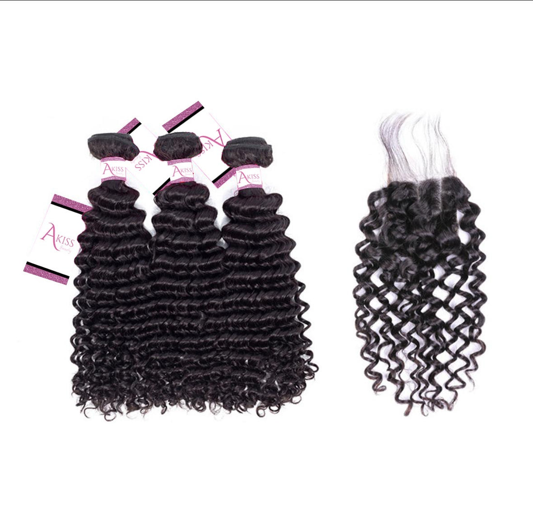 Deep Wave Bundles with Closure – Premium 100% Virgin Human Hair | AKISS BEAUTY