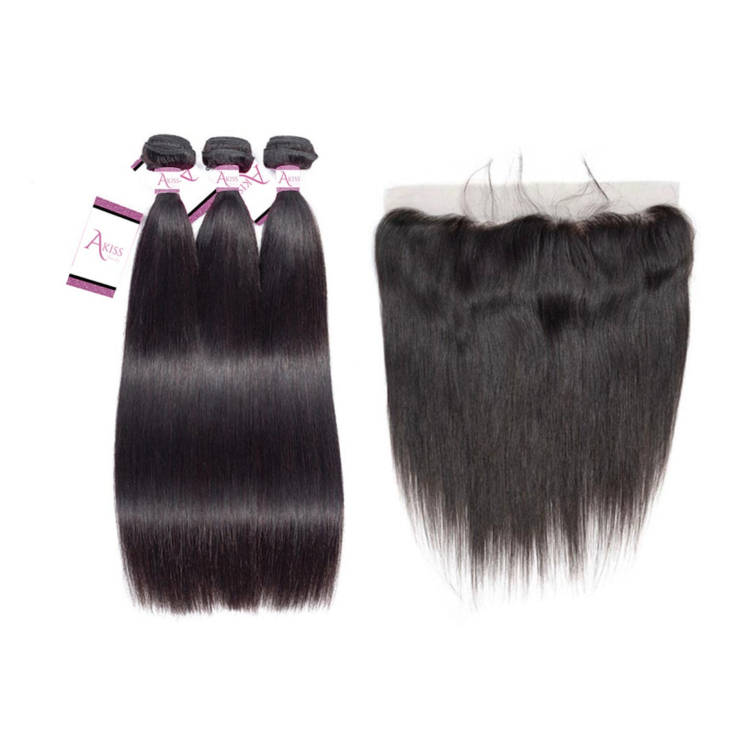 Straight Hair Bundles with Frontal Deal – 100% Virgin Human Hair / AKISS BEAUTY