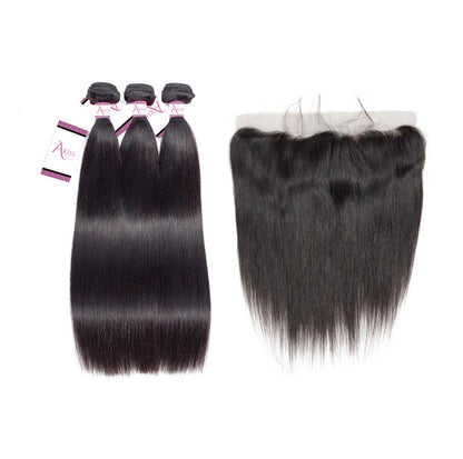 Straight Hair Bundles with Frontal Deal – 100% Virgin Human Hair / AKISS BEAUTY