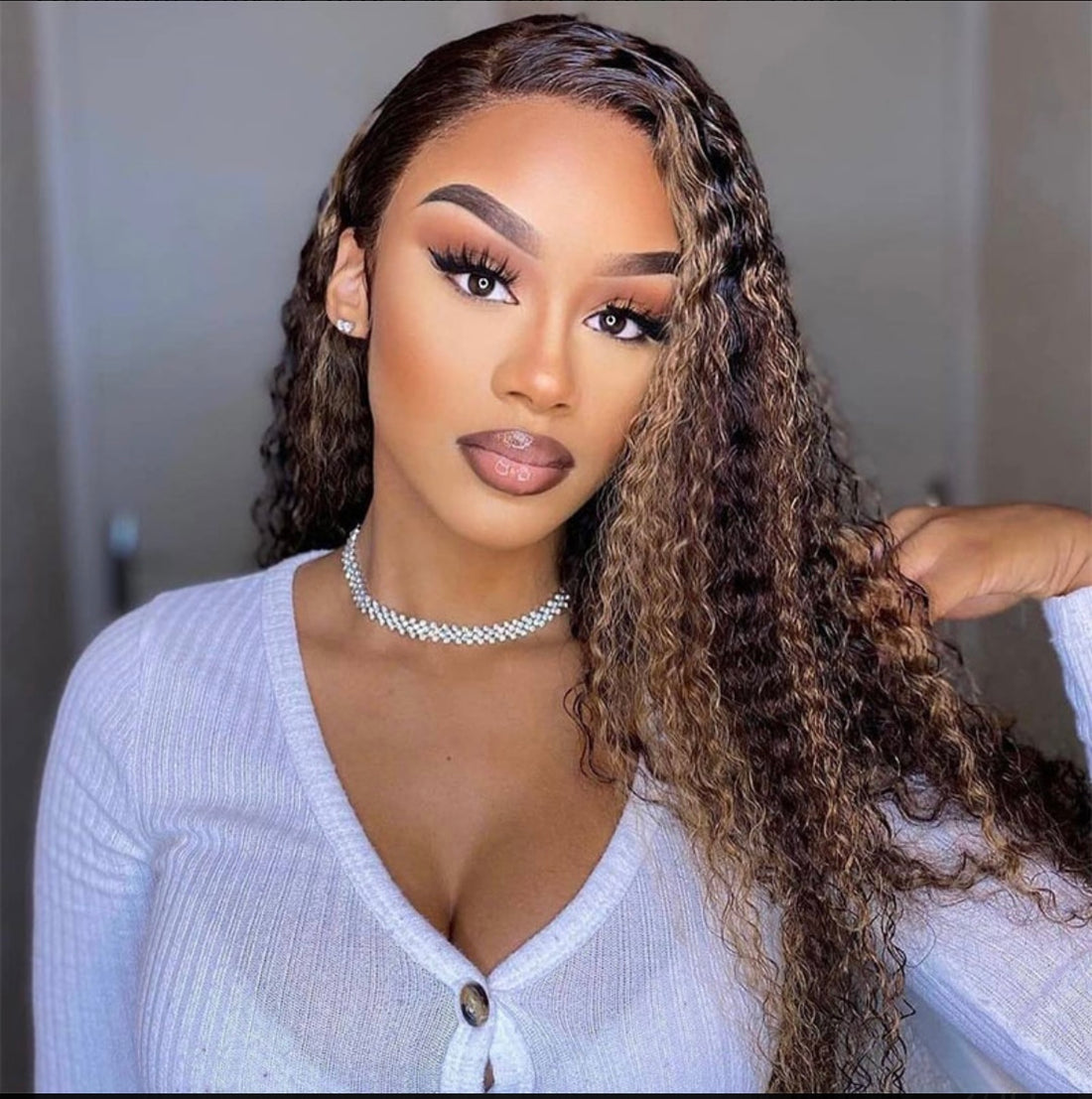 Highlight Kinky Curly Lace Front Wig – Piano Ombre Honey Blonde | AKISS BEAUTY