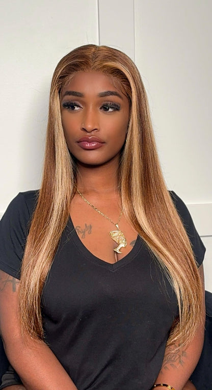 Straight Silky Highlight Brown Hair Wig – Wear &amp; Go Glue-less, | AKISS BEAUTY