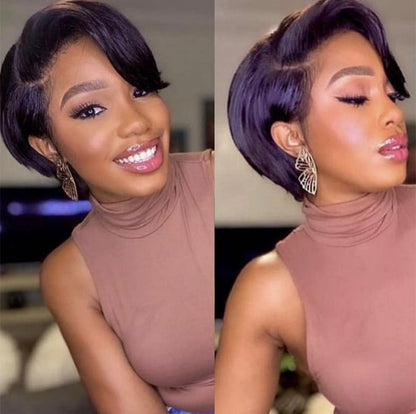 Straight Pixie Haircut 13x4 Bob Lace Wig – Pre-Bleached Knots &amp; Natural Hairline | AKISS BEAUTY