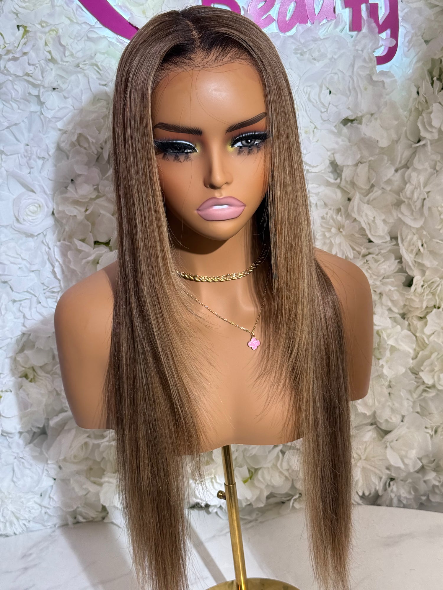 Ash Beige Brown Straight Human Hair Wig