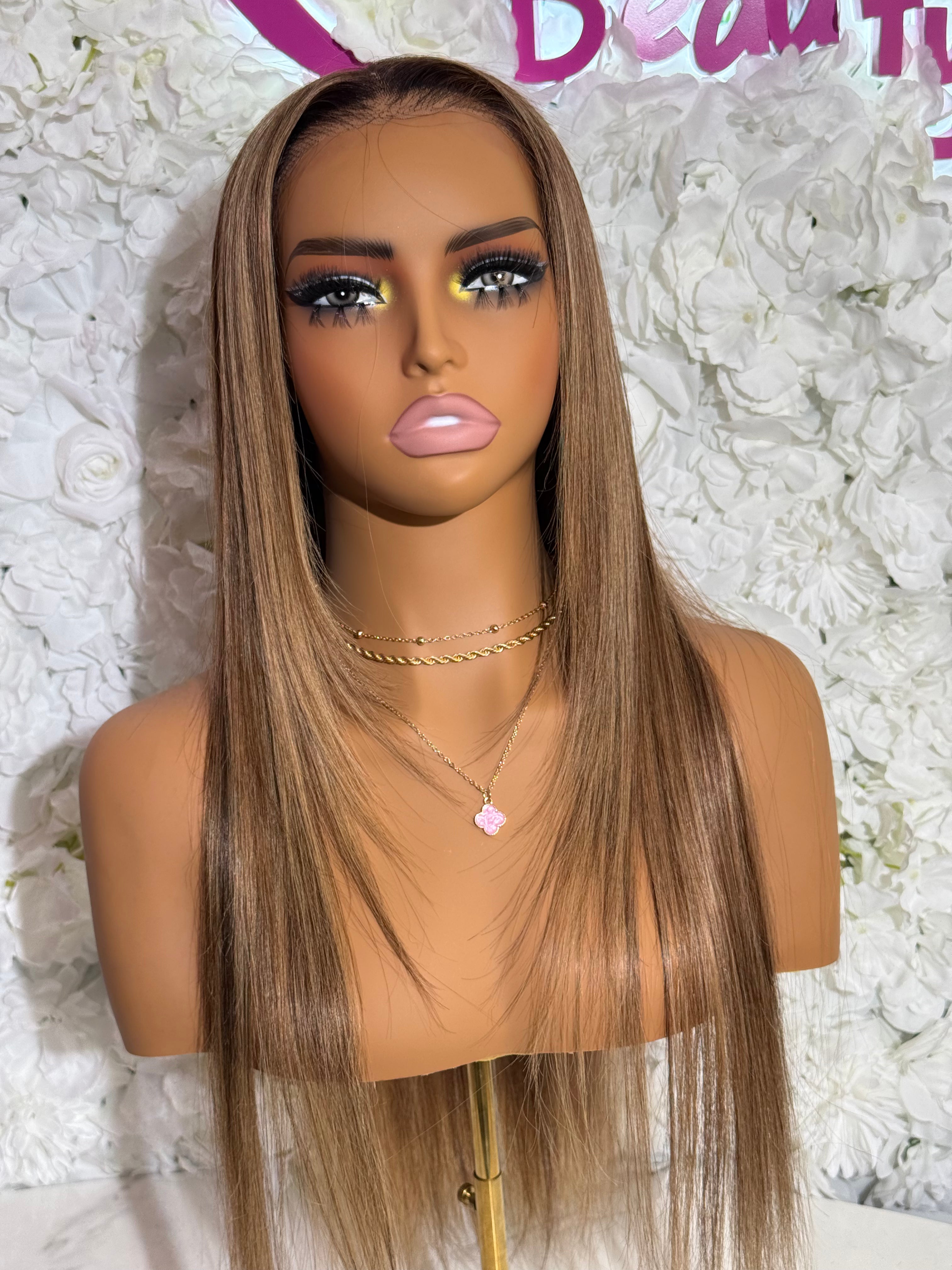 Ash Beige Brown Straight Human Hair Wig