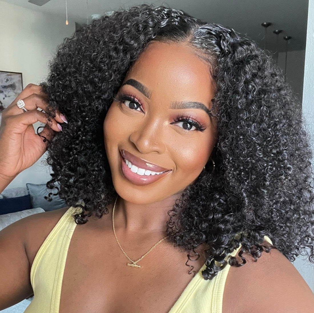 Deep Curly Bob Wig with Bouncy Curls – Pre-Bleached Knots &amp; Natural Hairline | AKISS BEAUTY