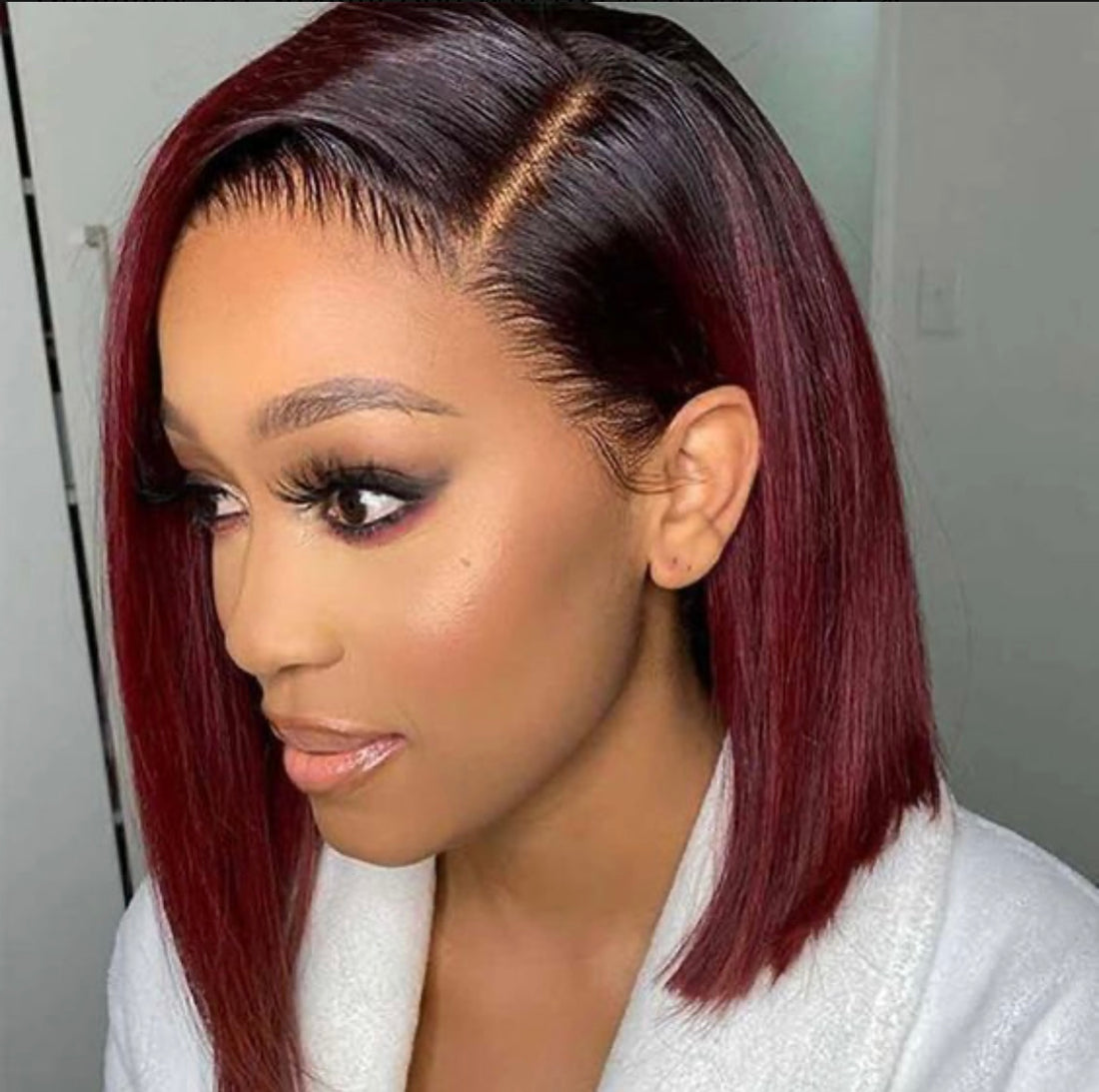 Burgundy 99J Straight Bob Wig | 100% Human Hair Lace Wig – AKISS BEAUTY