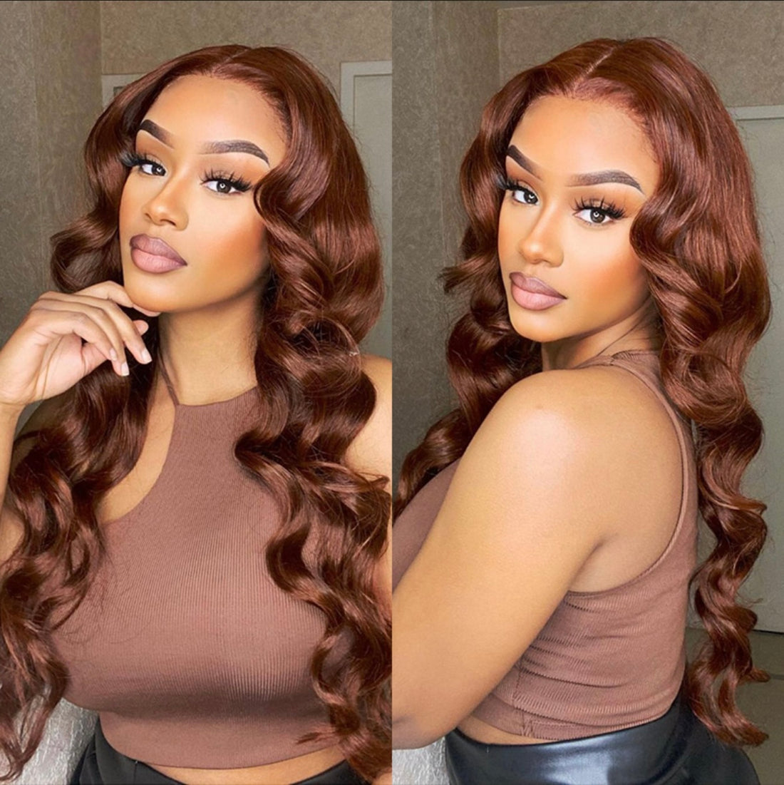 Reddish Brown 13x4 Body Wave Transparent Lace Wig | AKISS BEAUTY