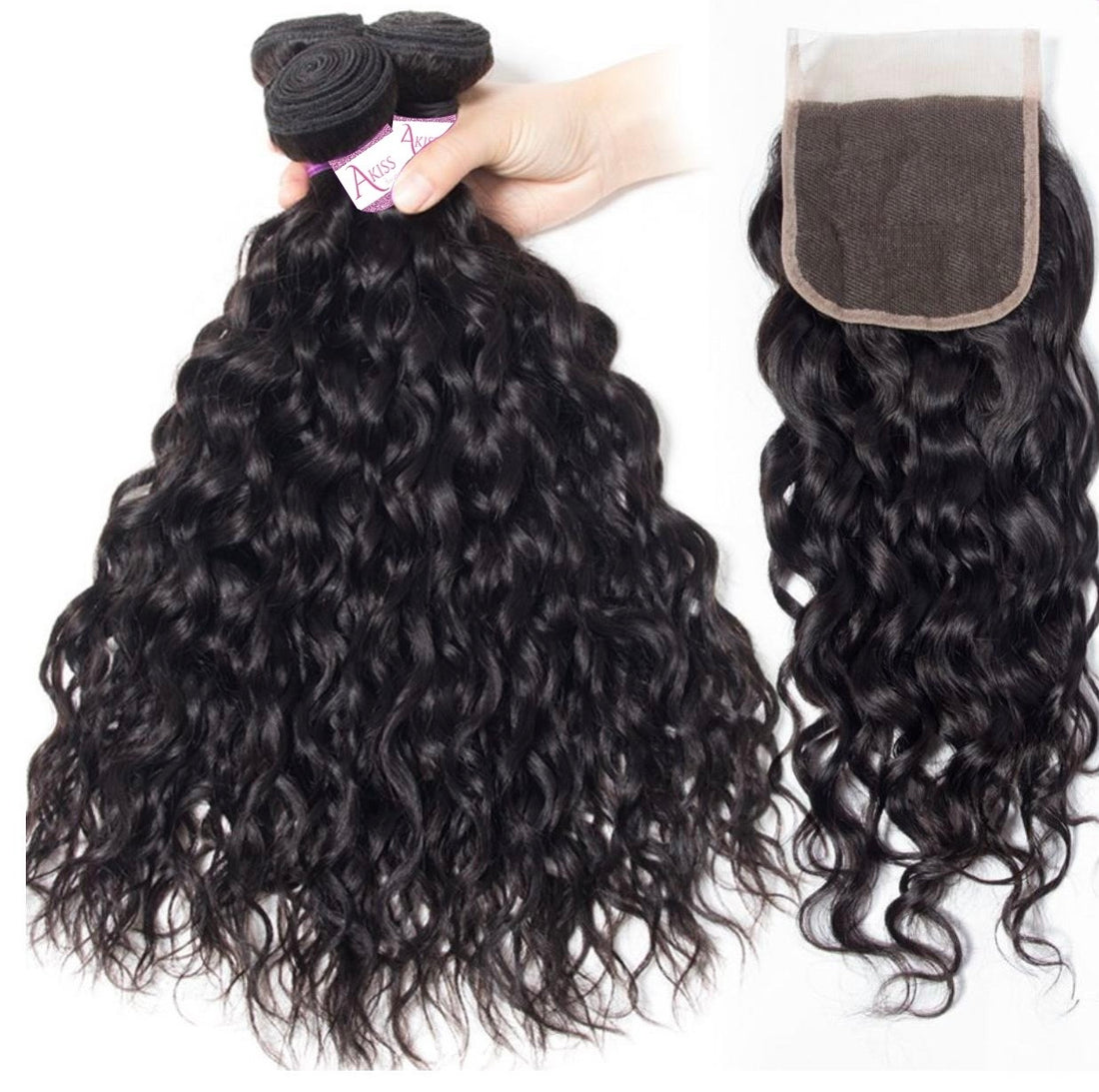 Water Wave Bundles with Closure Deal – 100% Virgin Human Hair | AKISS BEAUTY