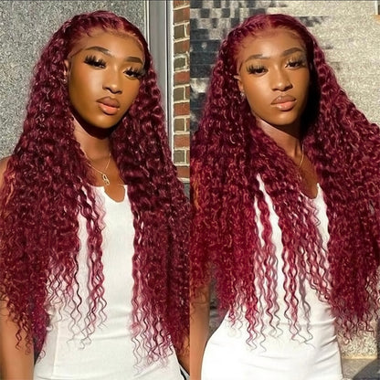Burgundy 99J Deep Curly Lace Front Wig | AKISS BEAUTY