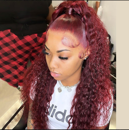 Burgundy 99J Deep Curly Lace Front Wig | AKISS BEAUTY